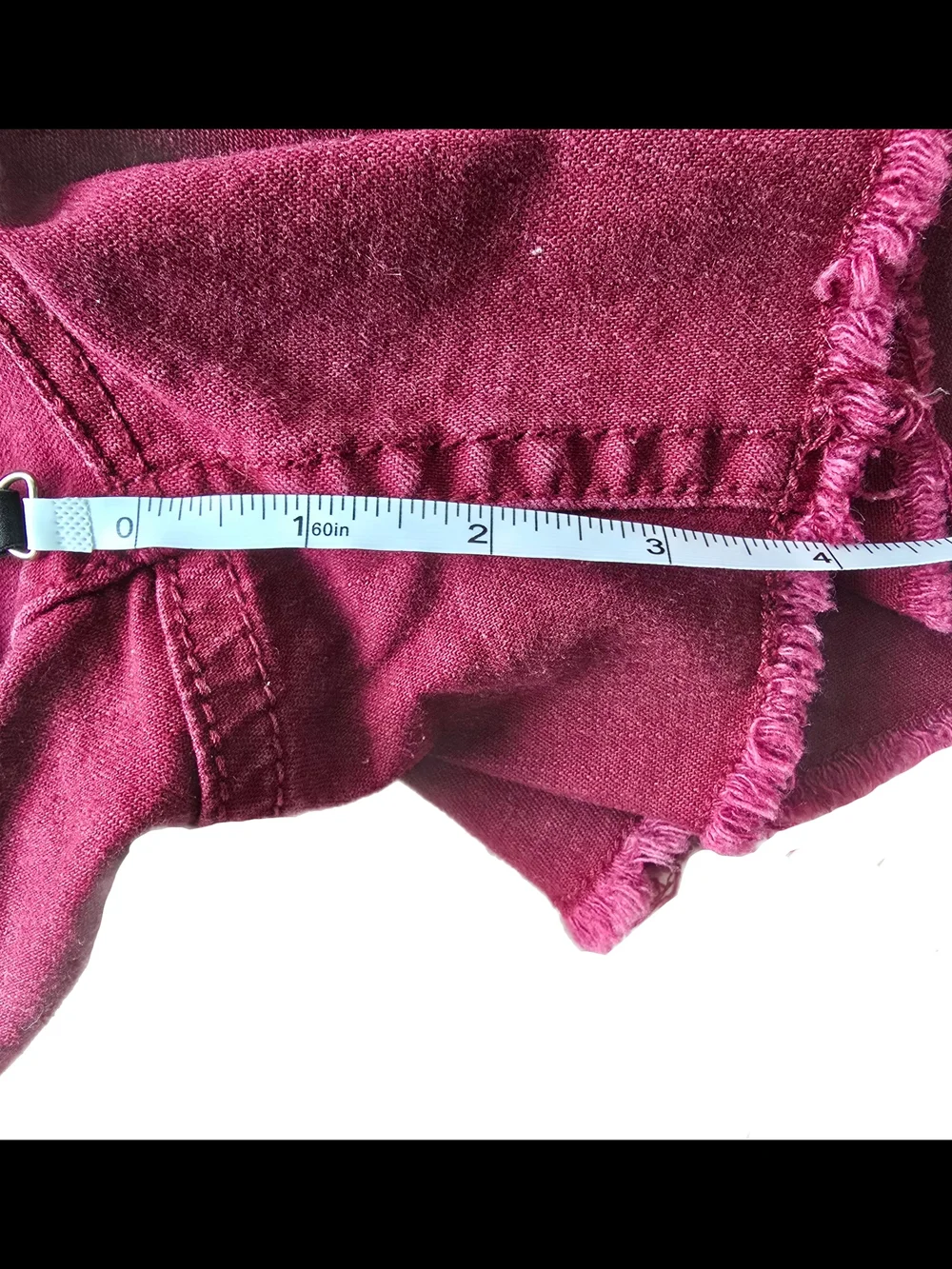WallFlower Burgundy Frayed Hem Denim Shorts NWOT - Size 18